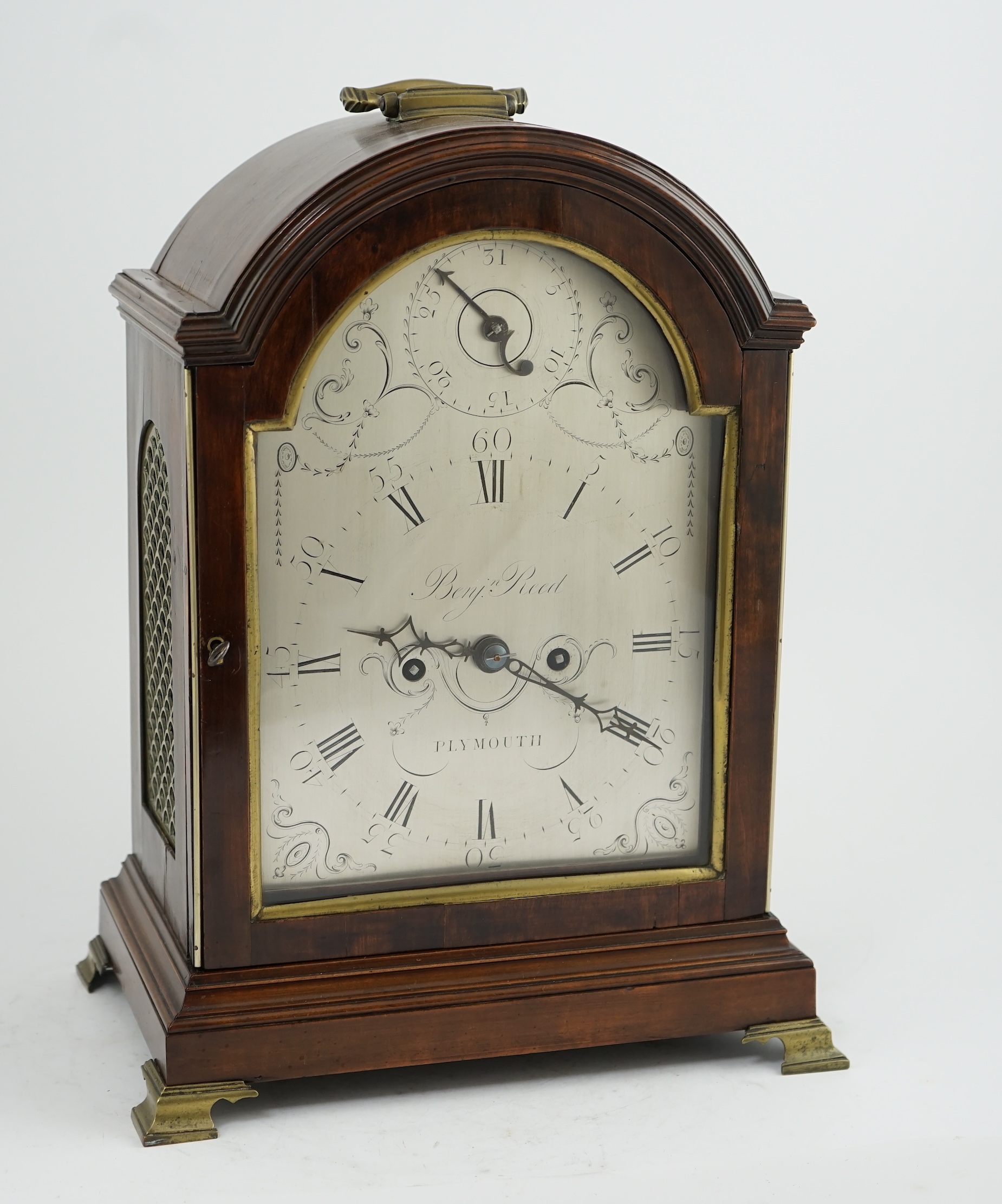 Benjamin Reed of Plymouth. A George III pearwood bracket clock